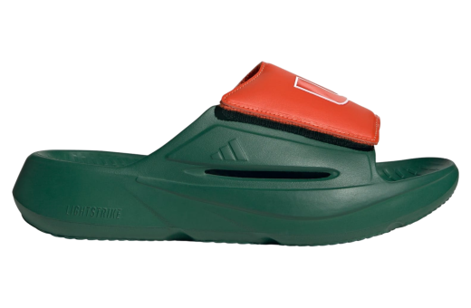 Adidas Miami Hurricanes Lightblaze Slide Dark Green / Collegiate Orange