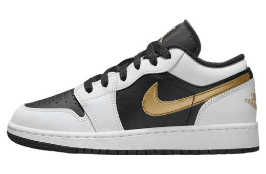 Air Jordan 1 Low Big Kids Shoes with Gold Swoosh