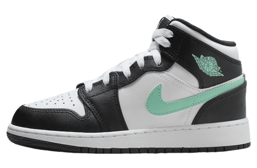 Air Jordan 1 Mid GS White / Black / Green Glow