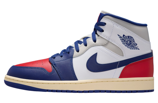 Air Jordan 1 Mid White / Deep Royal Blue