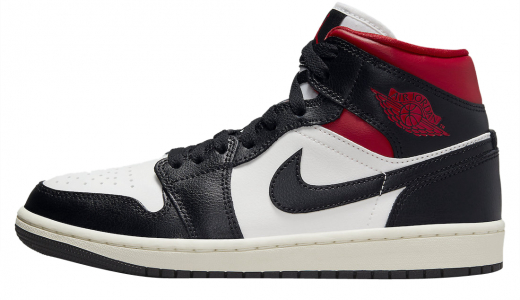 Air Jordan 1 Mid BG Sneakers Weiß Mid WMNS Black Gym Red