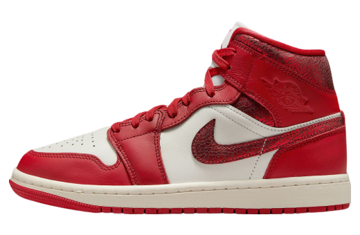 ●DIRTY RED Air Jordan 1 Mid WMNS Valentine's Day Cracked Red Metallic