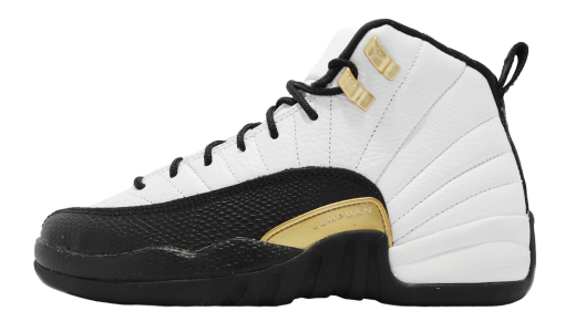 Jordan 12 black gold and white best sale