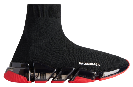 Balenciaga Speed 2.0 Full Clear Sole Recycled Knit Black / Red