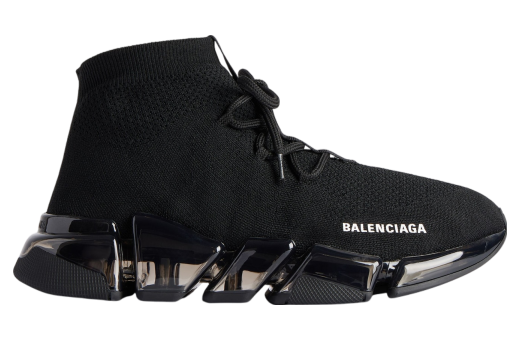 Balenciaga Speed 2.0 Lace Up Full Clear Sole Recycled Knit Black