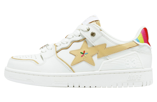 Bape Sk8 Sta Rainbow by Bapy WMNS White X Beige