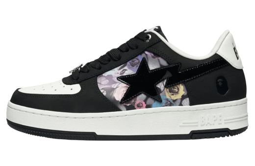 Bape Sta #2 Black / White / MultiColor Floral Print