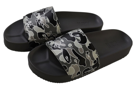 Bape X Hayn Sta Camo Slide Sandals Black