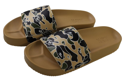 Bape X Hayn Sta Camo Slide Sandals Yellow