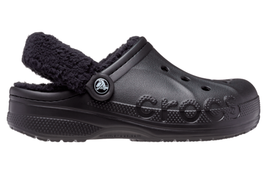 Crocs Baya Lined Fuzz-Strap Clog Black