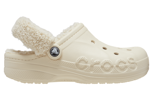 Crocs Baya Lined Fuzz-Strap Clog Winter White