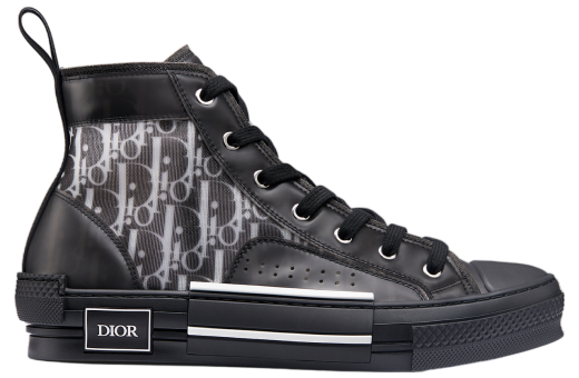 Dior B23 High Black / White Canvas / Black Calfskin