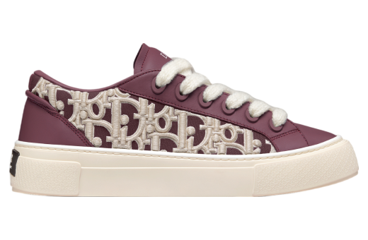 Dior B33 Sneaker Burgundy Smooth Calfskin / Cream Oblique Raised Embroidery