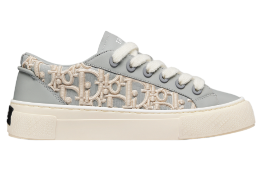 Dior B33 Sneaker Gray Smooth Calfskin / Cream Oblique Raised Embroidery