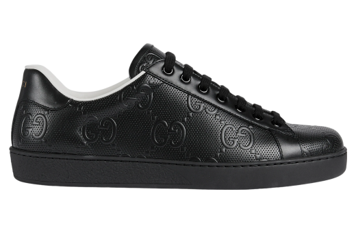 Gucci Ace GG Embossed Black Leather