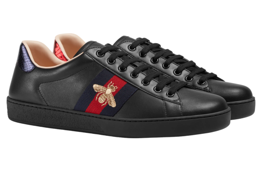 Gucci Ace With Embroidery Black Leather