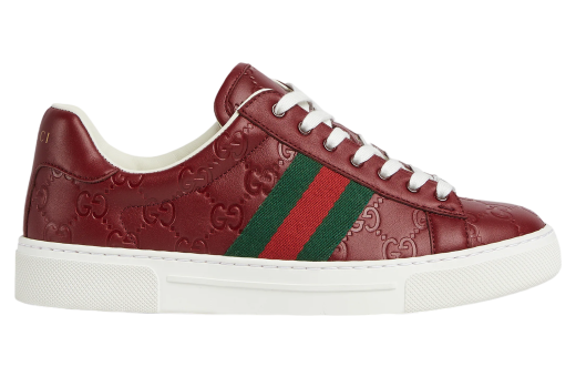 Gucci Ace With Web WMNS Rosso Ancora Gg Leather