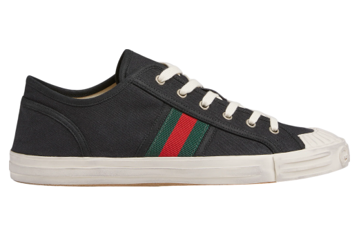 Gucci Sneaker With Web Black Cotton