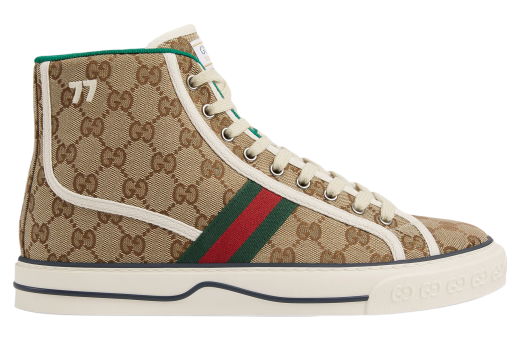 Gucci Tennis 1977 High Top Beige / Ebony Gg Canvas