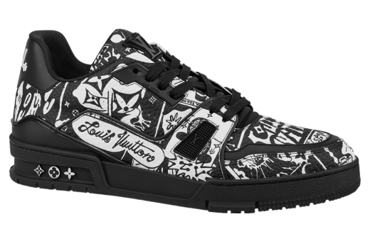 Louis Vuitton LV Trainer Black / White Graffiti #54