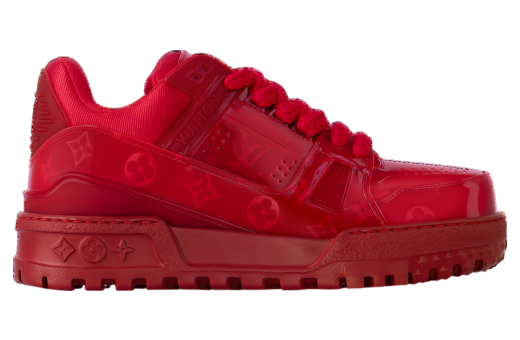 Louis Vuitton LV Trainer Maxi Red decorated with Monogram Flowers