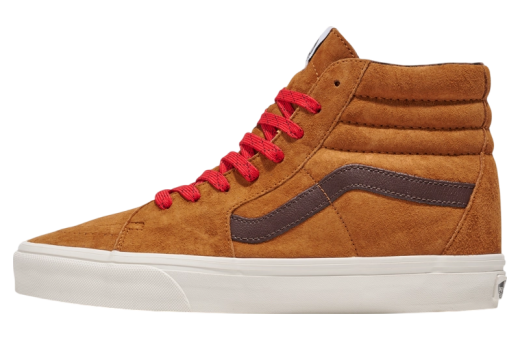 Vans Sk8-Hi Pig Suede Plaid Glazed Ginger Brown