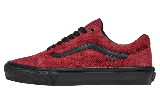 Vans Skate Old Skool Hairy Suede Black / Burgundy Red