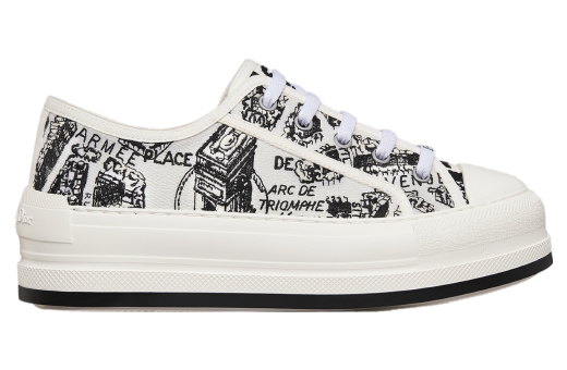 Walk n Dior Platform WMNS White / Black Cotton Embroidered