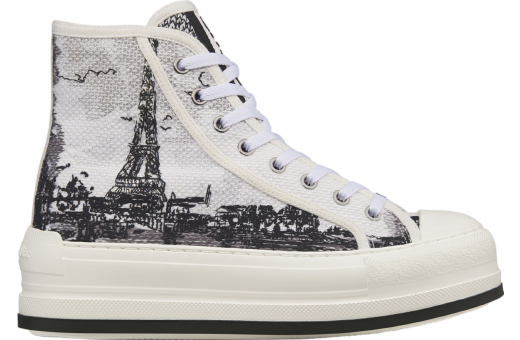 Walkndior High-Top Platform Cotton Embroidered / White (Paris)